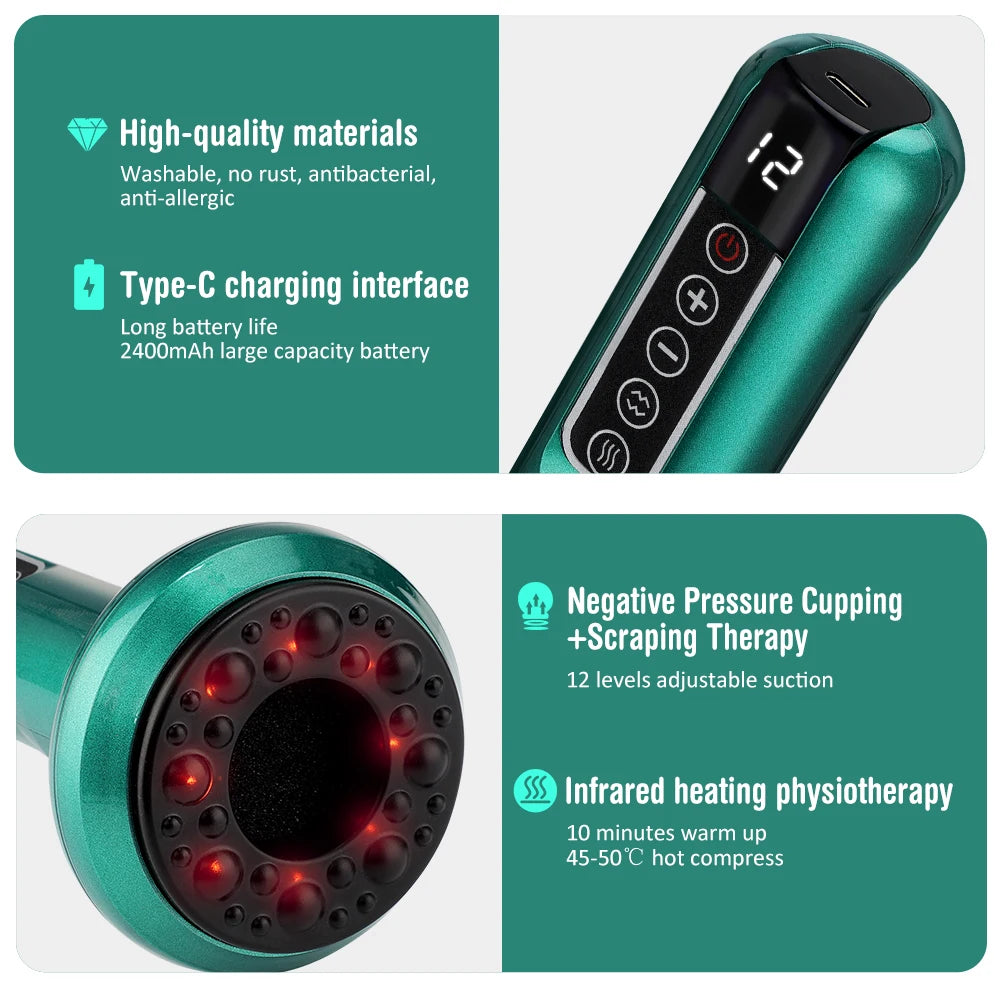 Electric Cupping & Gua Sha Massager – Infrared Slimming & Pain Relief Therapy