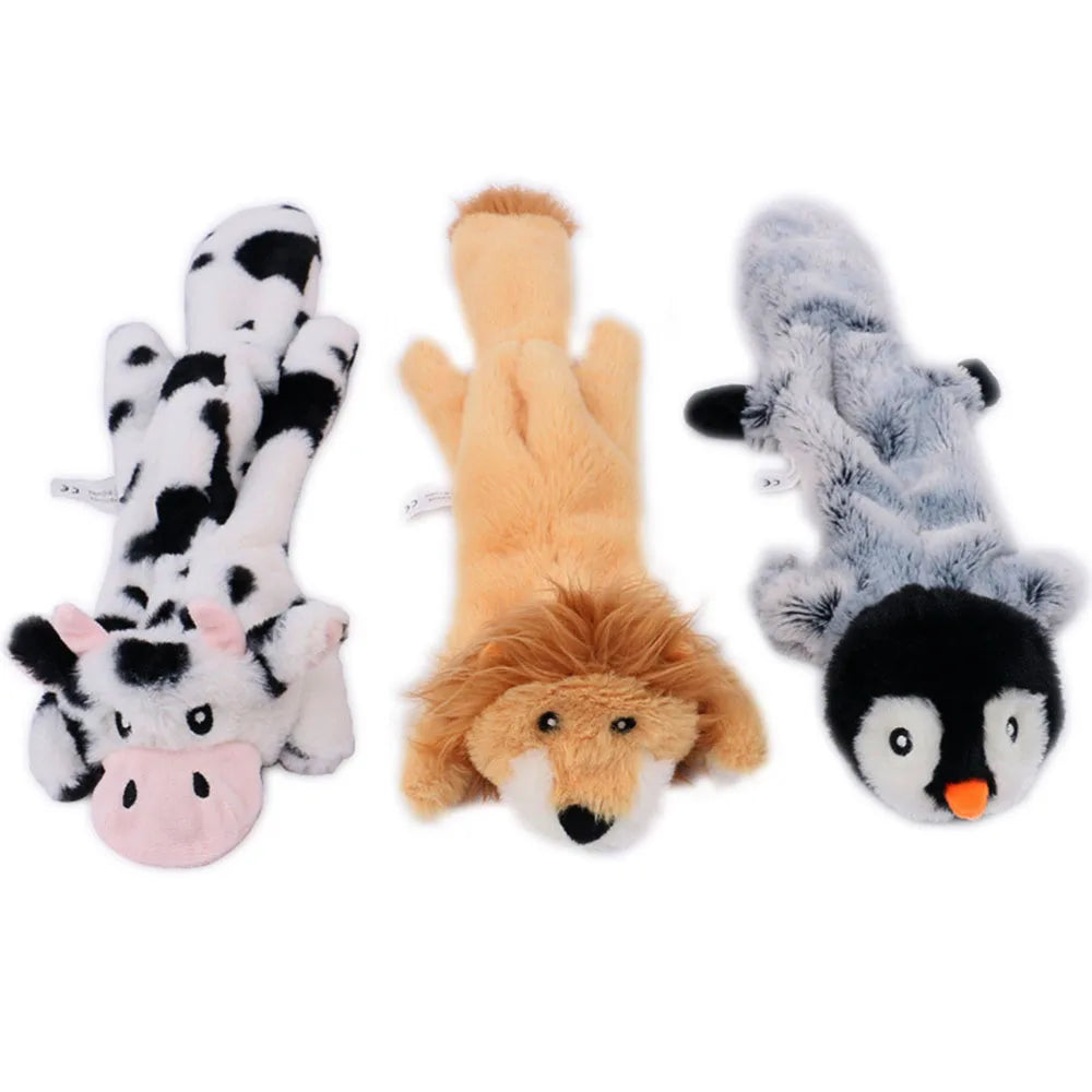 Stuffing-Free Squeaky Dog Toy – Durable Crinkle Plush Animal Toy