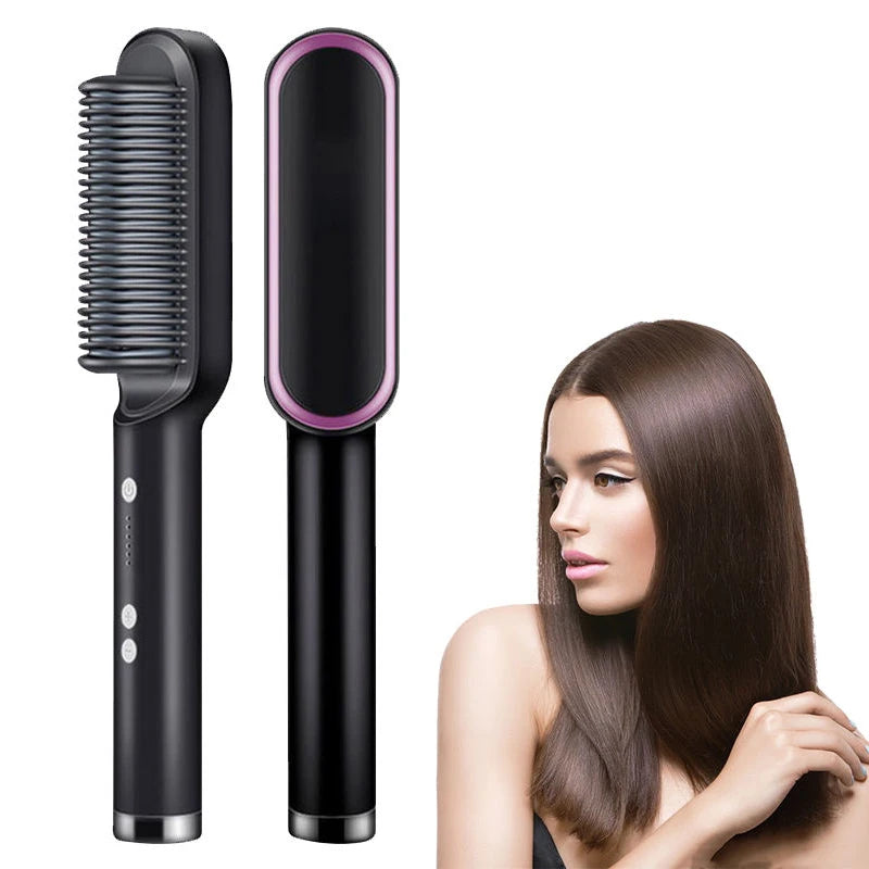 Professional Ceramic Hair Straightener Brush β Fast Heating & Anti-Frizz