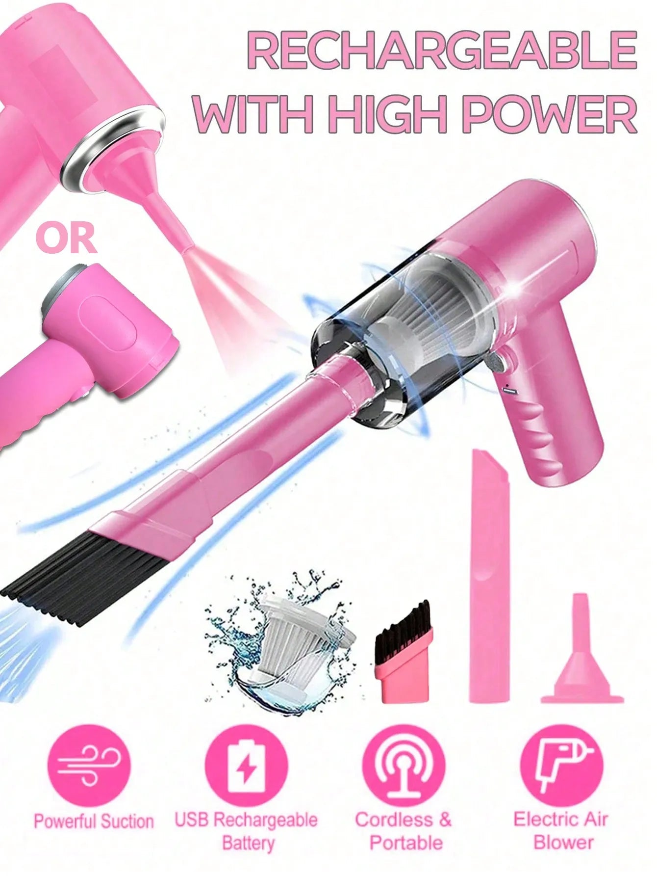 3-in-1 Mini Vacuum Cleaner – Suction & Blowing Combo