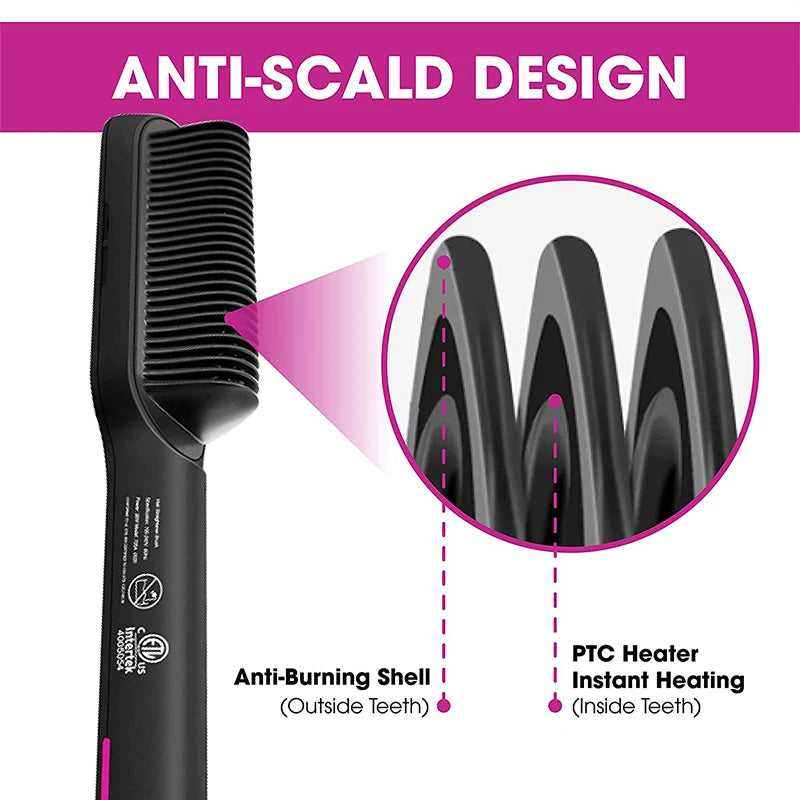 Professional Ceramic Hair Straightener Brush β Fast Heating & Anti-Frizz