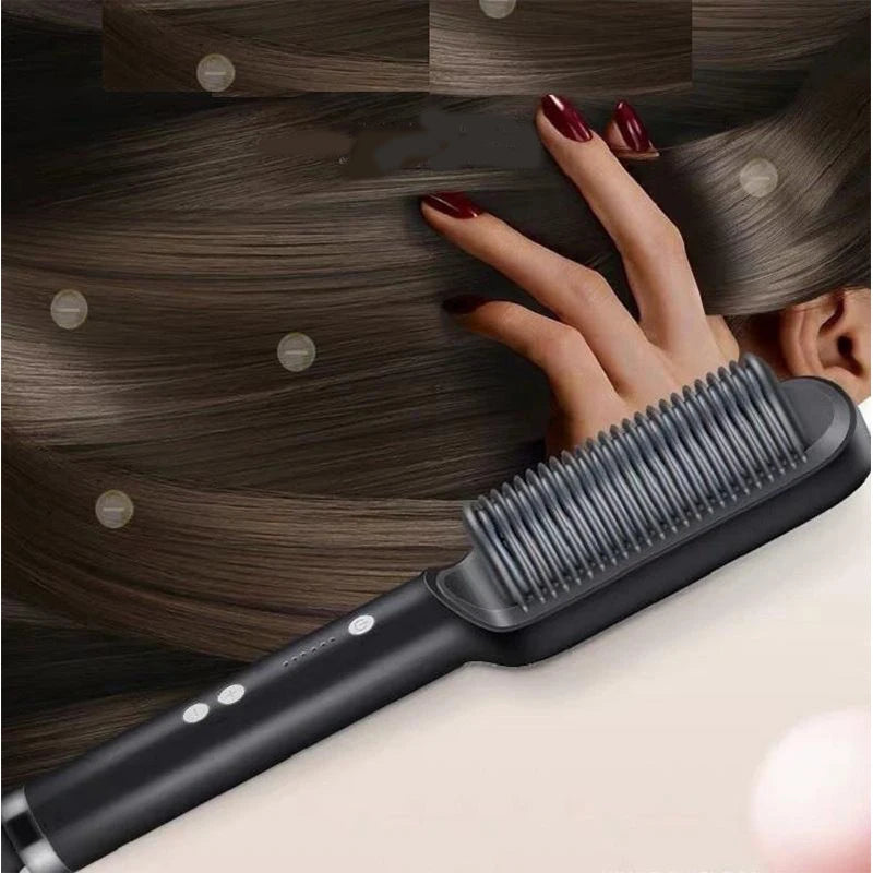 Professional Ceramic Hair Straightener Brush β Fast Heating & Anti-Frizz