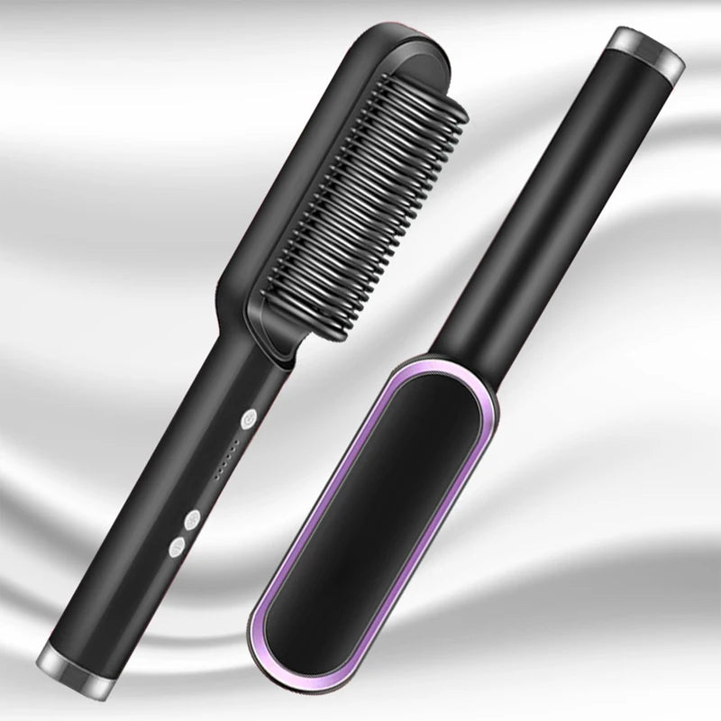 Professional Ceramic Hair Straightener Brush β Fast Heating & Anti-Frizz