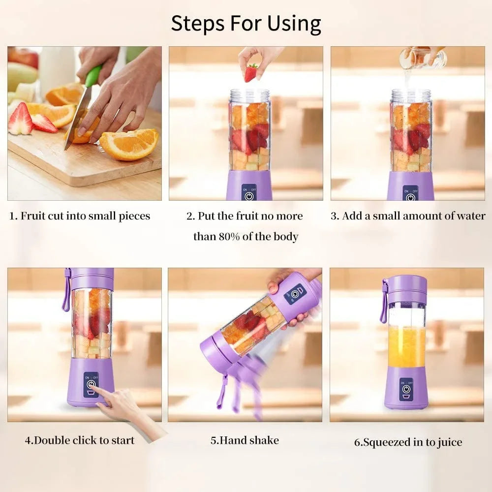Portable USB Mini Blender β 6-Blade Juicer for Smoothies & Shakes