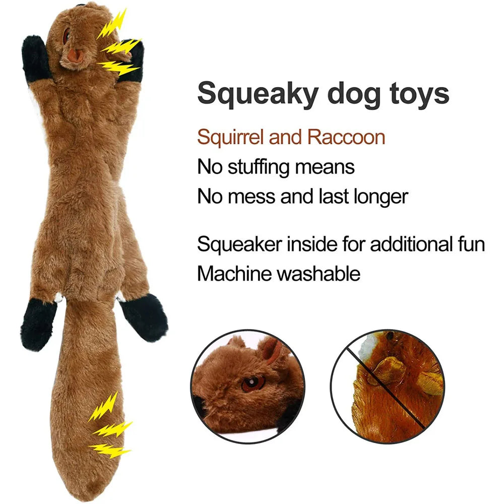 Stuffing-Free Squeaky Dog Toy – Durable Crinkle Plush Animal Toy