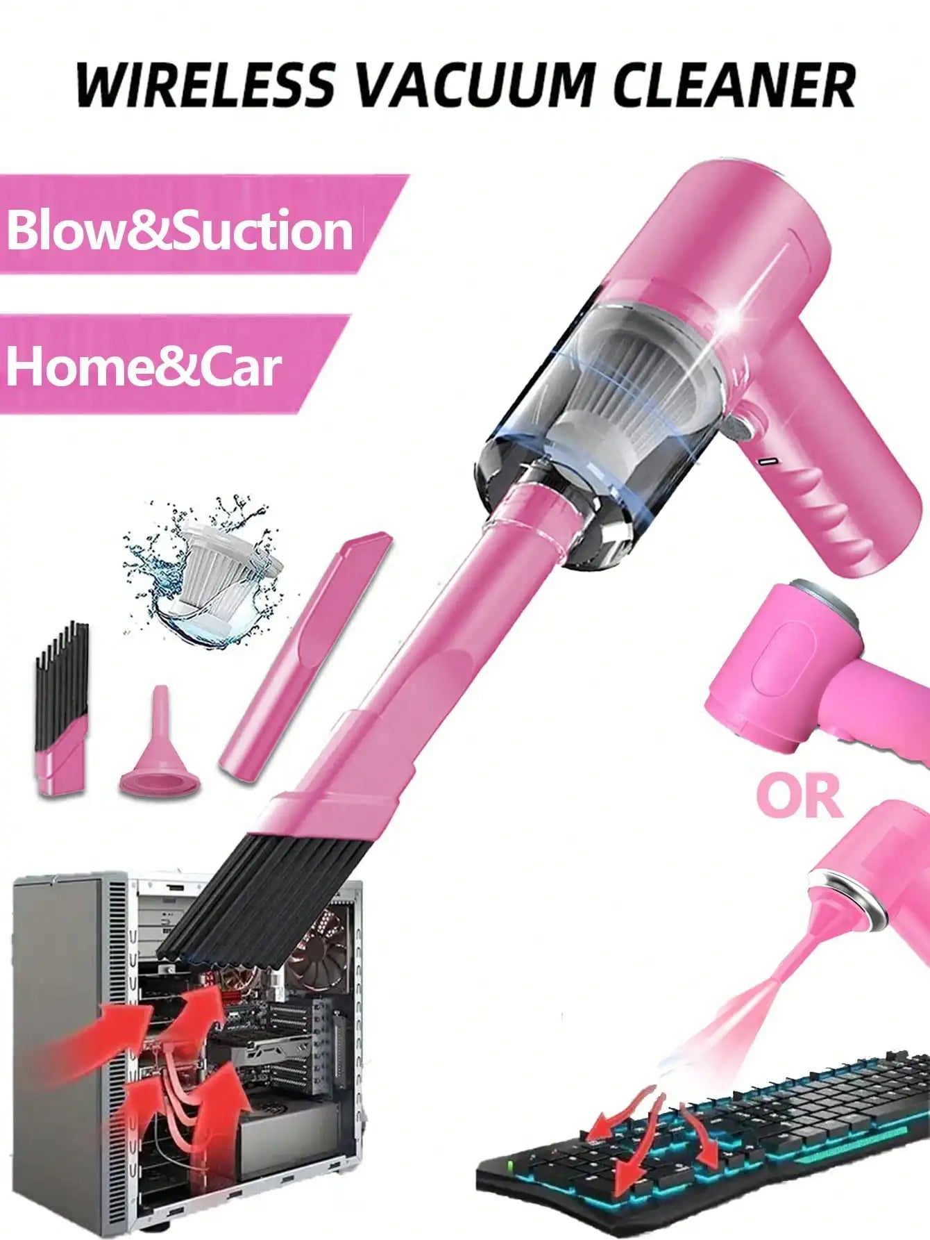 3-in-1 Mini Vacuum Cleaner – Suction & Blowing Combo