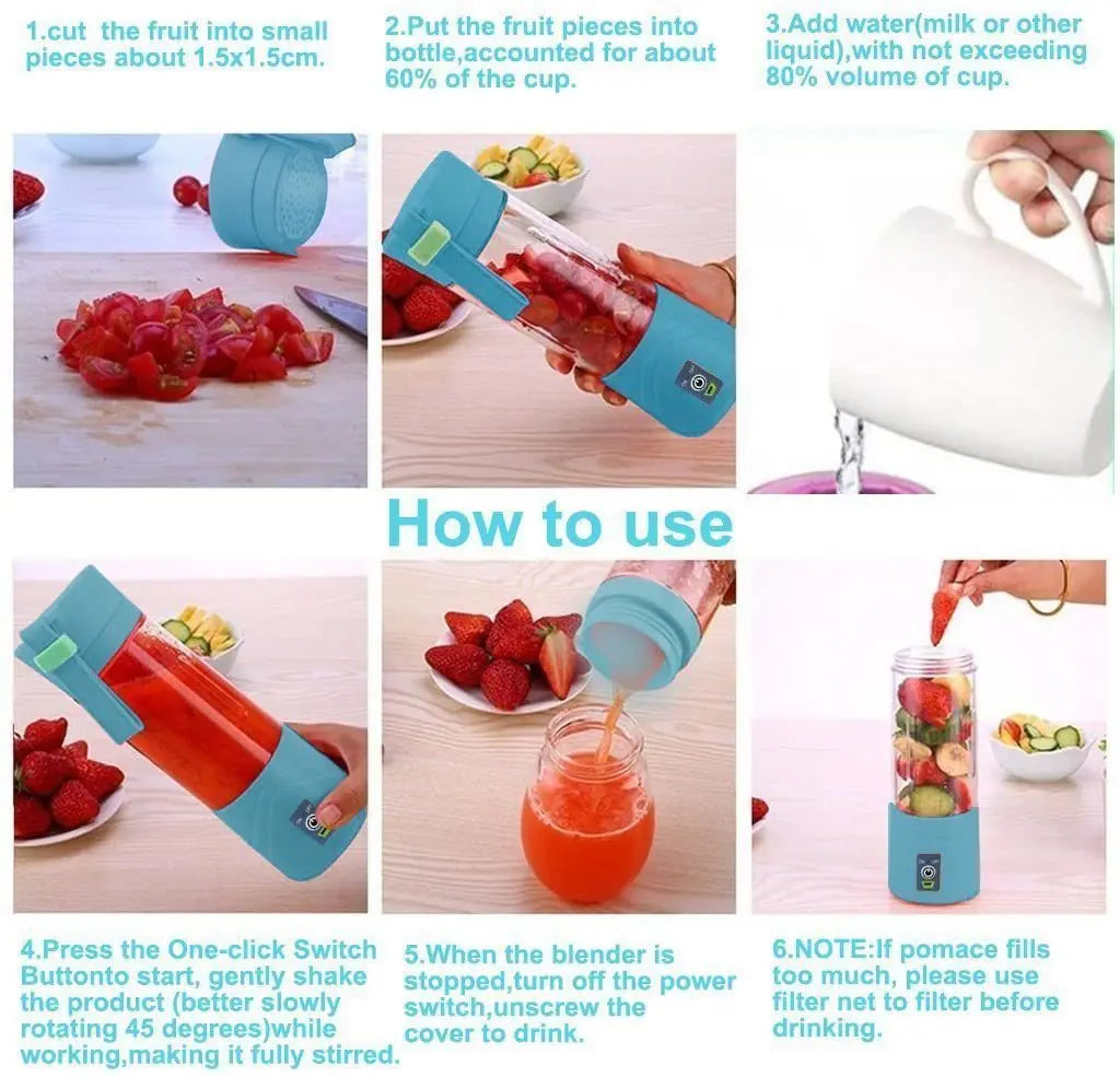 Portable USB Mini Blender β 6-Blade Juicer for Smoothies & Shakes