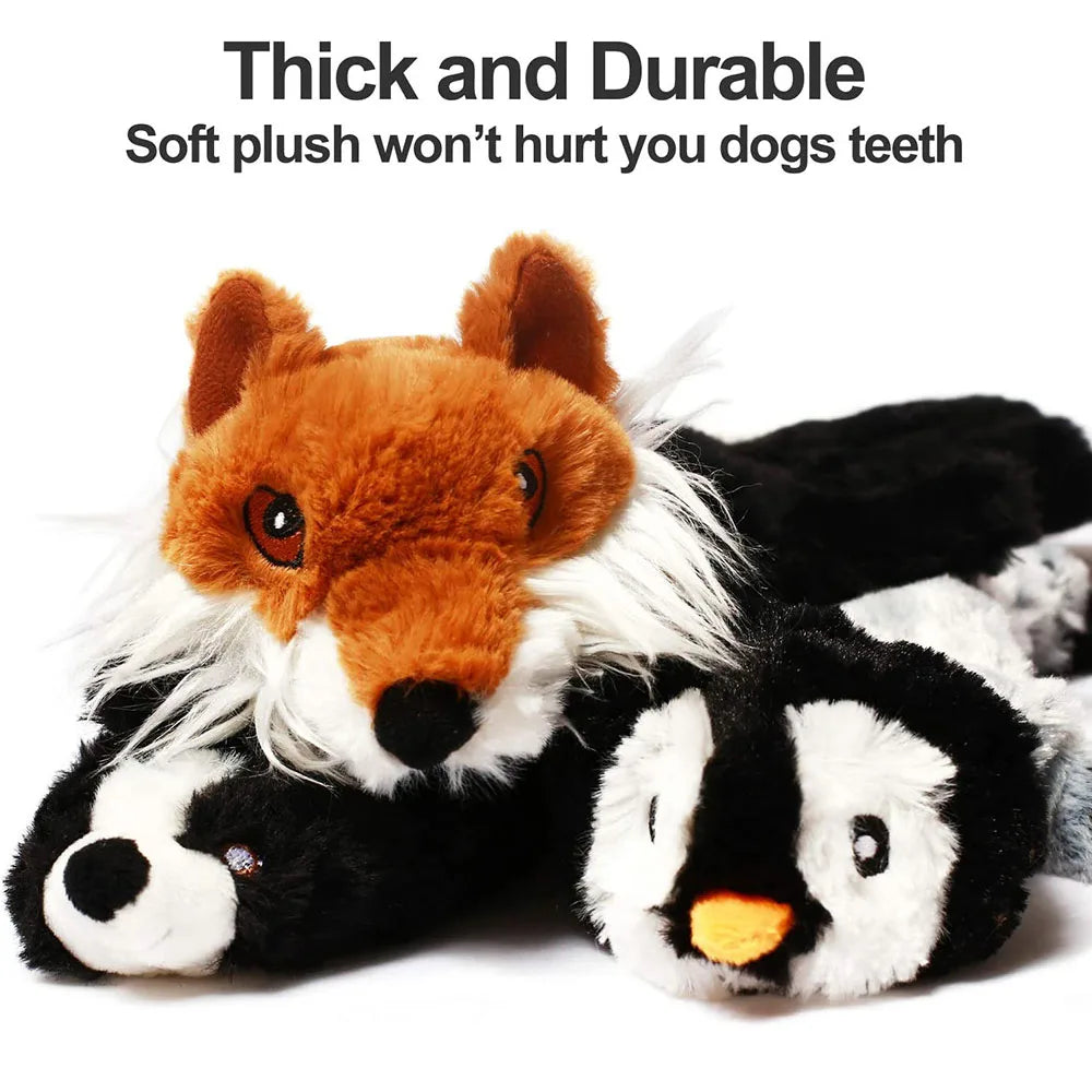 Stuffing-Free Squeaky Dog Toy – Durable Crinkle Plush Animal Toy