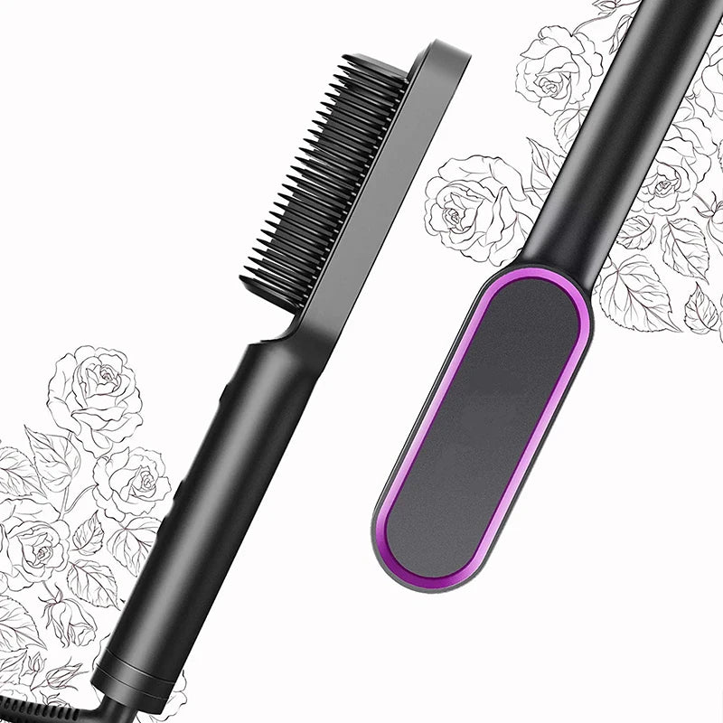 Professional Ceramic Hair Straightener Brush β Fast Heating & Anti-Frizz