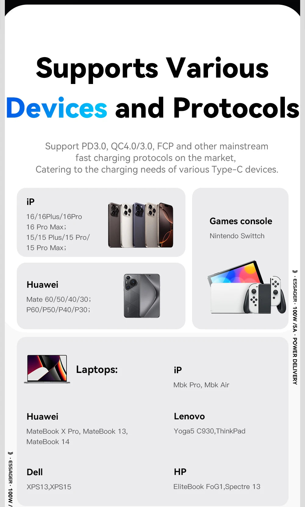 Essager USB-C to USB-C Cable with Digital Display – 100W PD Fast Charging