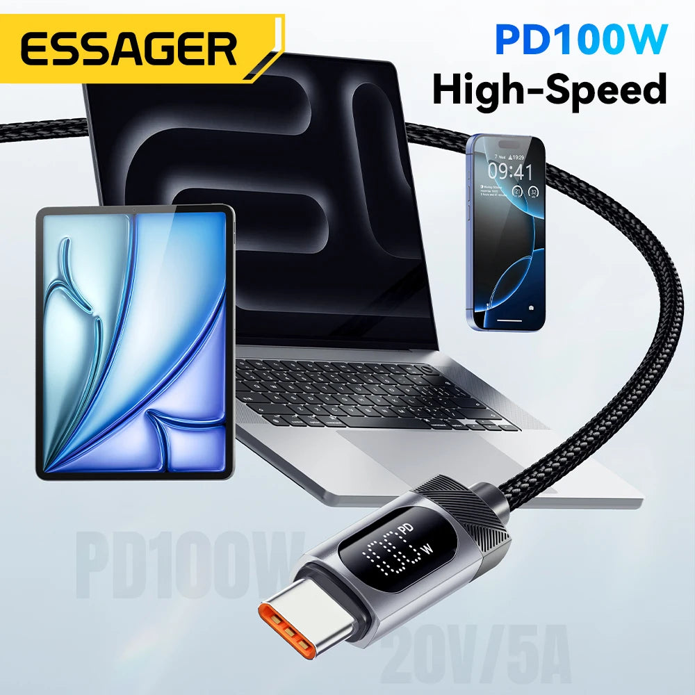 Essager USB-C to USB-C Cable with Digital Display – 100W PD Fast Charging