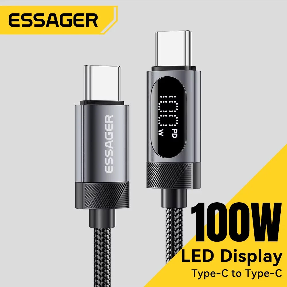 Essager USB-C to USB-C Cable with Digital Display – 100W PD Fast Charging
