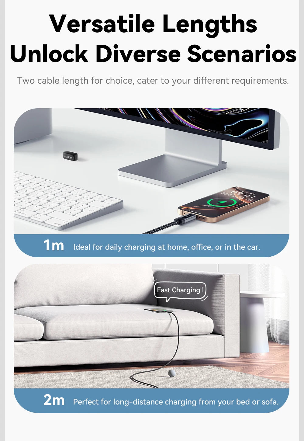 Essager USB-C to USB-C Cable with Digital Display – 100W PD Fast Charging